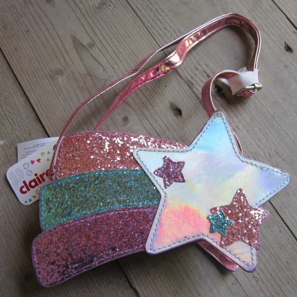 Cute Star Purse Shiny Irridescent Claire's Club Kawaii Glitter Girl's Bag